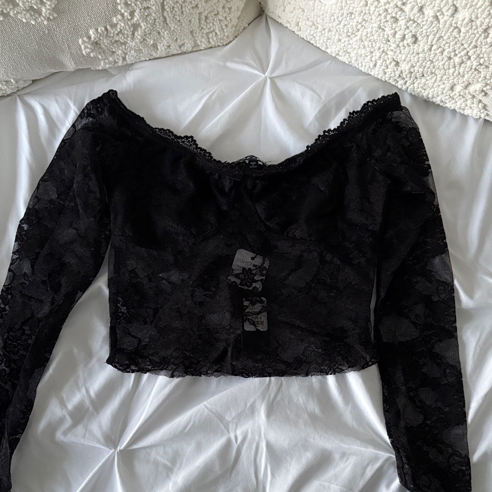 NWT black lace long sleeve
